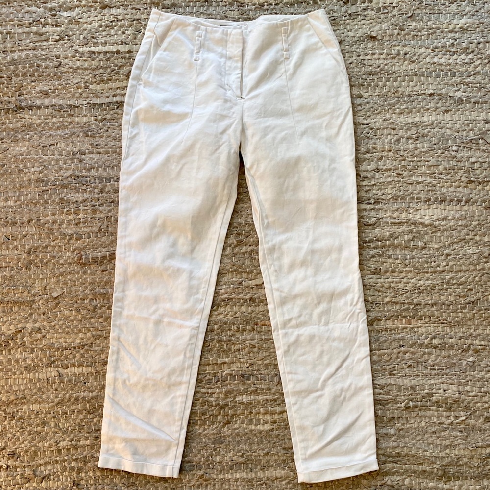 Zara high waisted cuffed white cropped pants - 2
